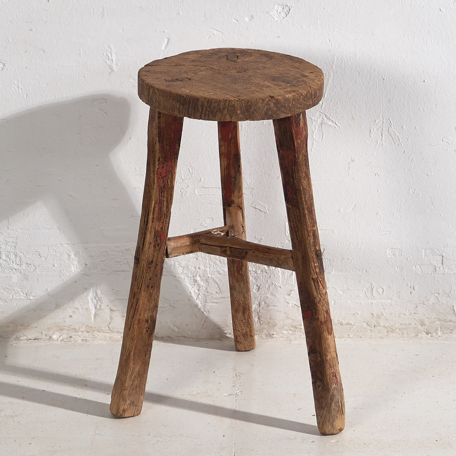 Taburete redondo antiguo de estilo primitivo (c.1900) #13