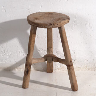 Taburete redondo antiguo de estilo wabi sabi (c.1900) #27