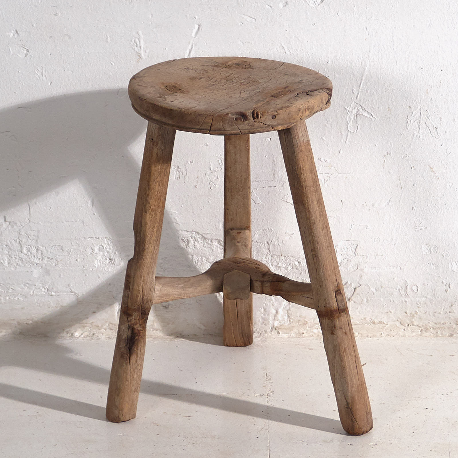 Taburete redondo antiguo de estilo wabi sabi (c.1900) #27