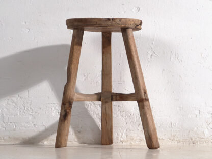 Taburete redondo antiguo de estilo wabi sabi (c.1900) #27