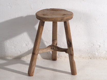 Taburete redondo antiguo de estilo wabi sabi (c.1900) #27