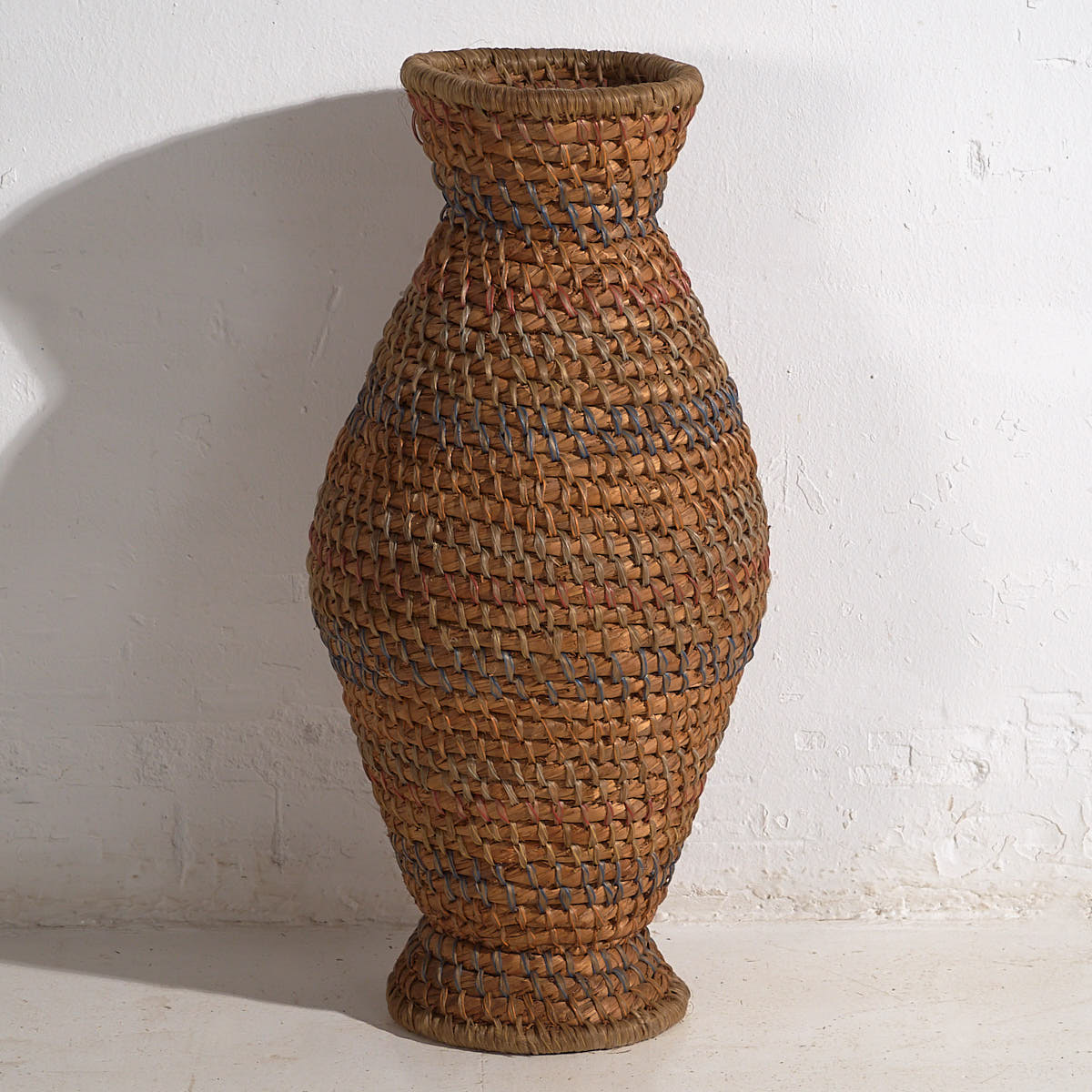 Grand vase ancien en osier (c.1920) #4