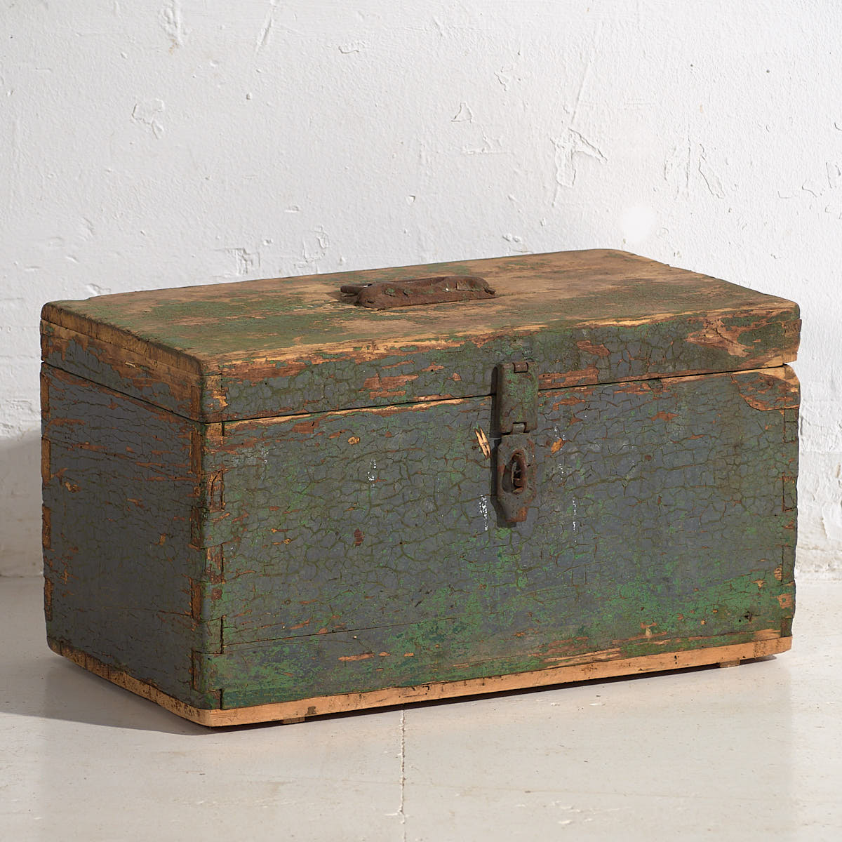 Cofre militar antiguo de pátina color verde (c.1910) #67
