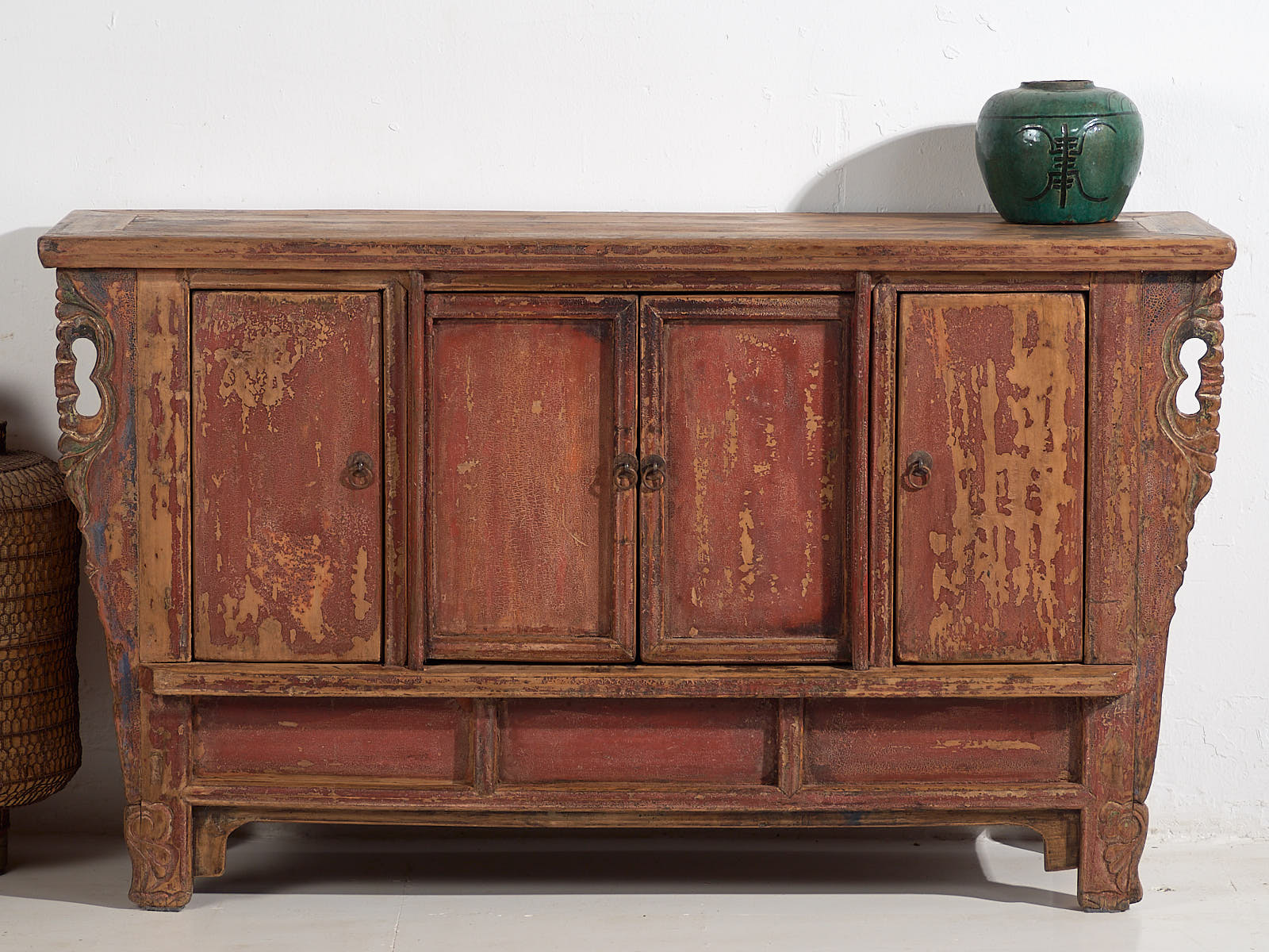 Aparador rojo antiguo Dinastía Qing (c.1900) #12