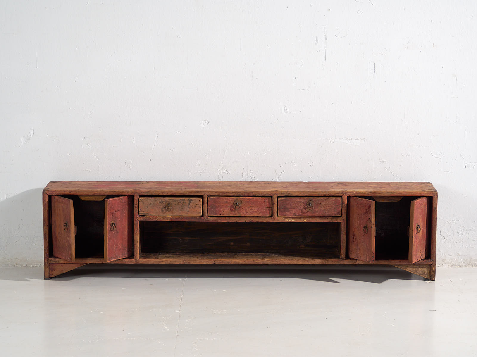 Mueble TV bajo antiguo en color rojo (c.1900) #16