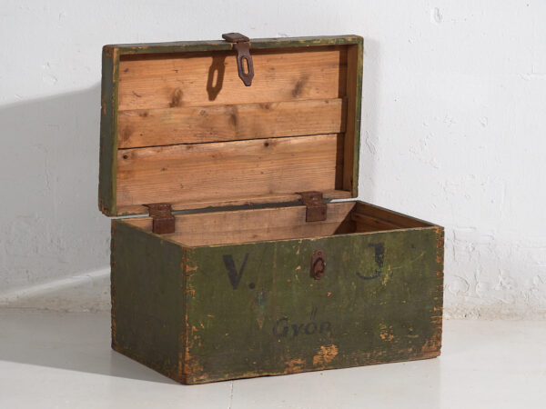 Small antique green chest (c.1920) #4 - Image 6