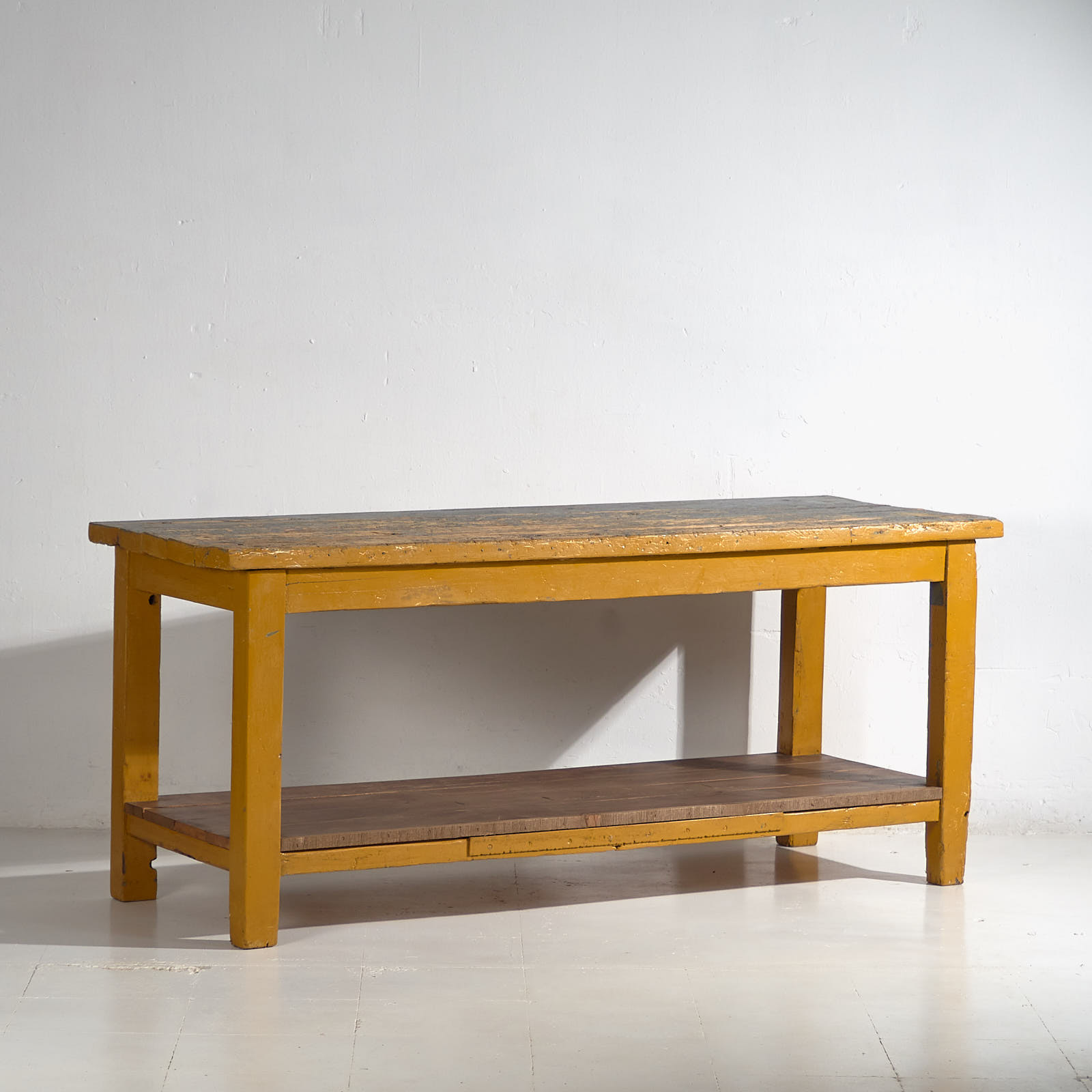 Mesa larga antigua con bandeja inferior (c.1920) #17