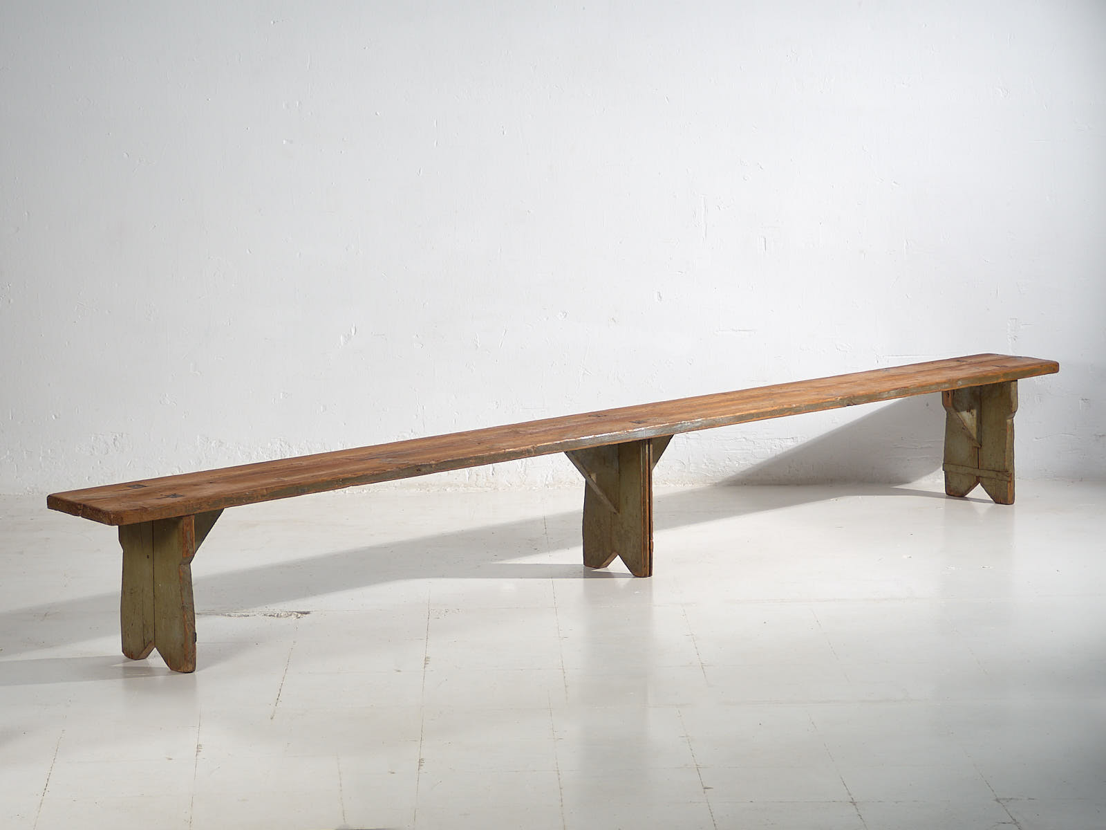 Banco largo antiguo de madera maciza (c.1920) #25