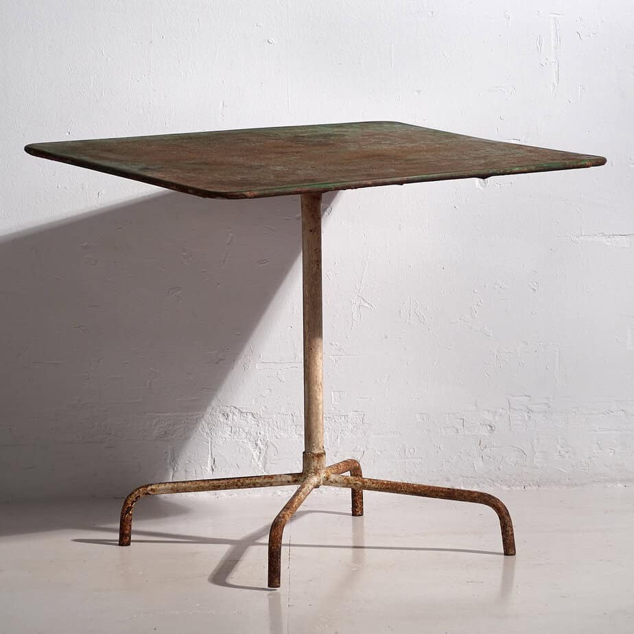 Mesa plegable antigua de jardín con pátina de color verde (c.1920) #15