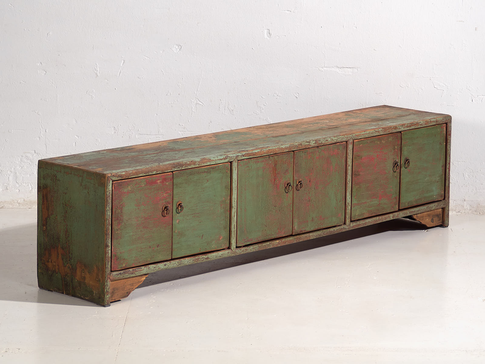Meuble TV ancien à patine verte et rouge (c.1900) #27