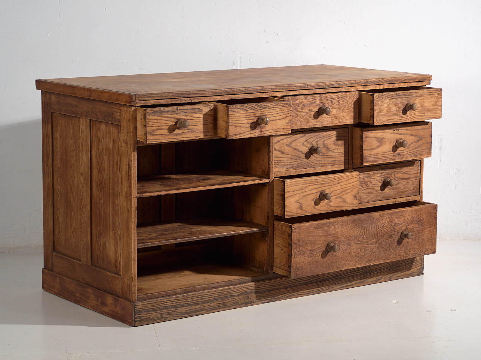 Antique store counter with glass doors and rear drawer unit (c.1920) #14