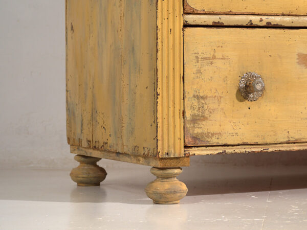Grande commode ancienne jaune (c.1920) #9 – Image 4