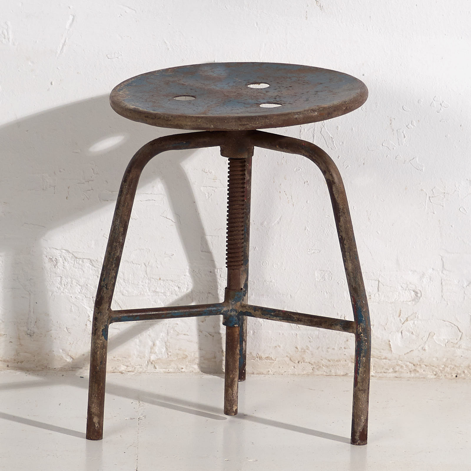 Taburete azul de estilo industrial (c.1950) #8