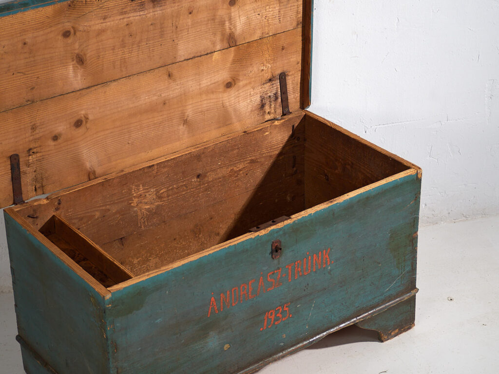 Antique chest with turquoise green patina (Year 1935) #10