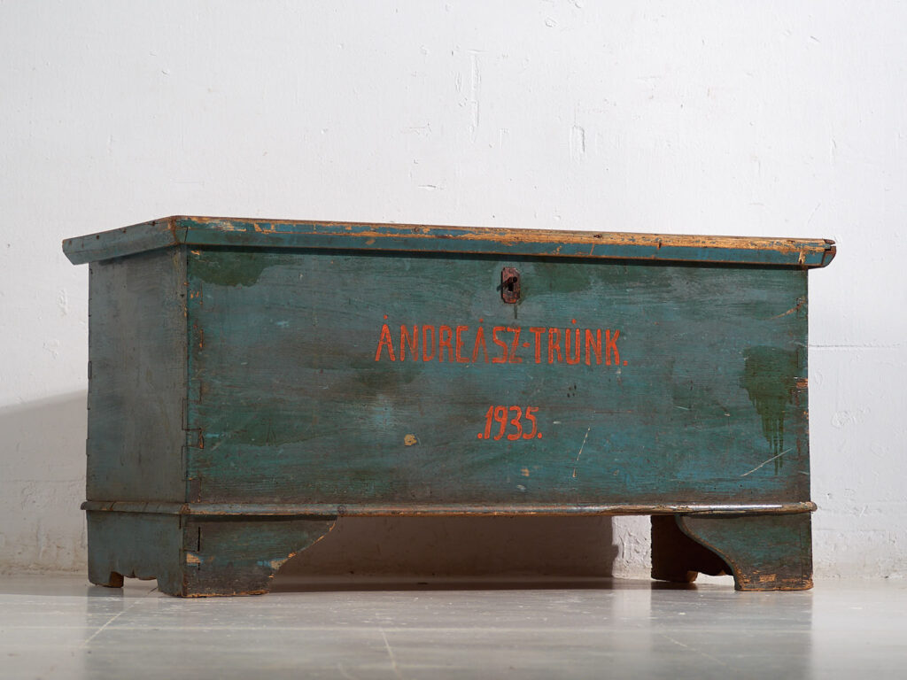 Antique chest with turquoise green patina (Year 1935) #10