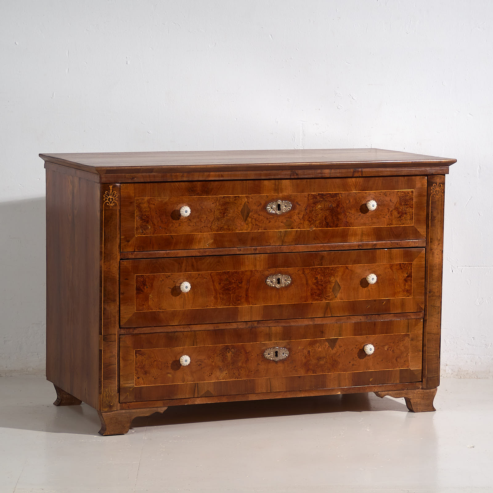 Cómoda Biedermeier antigua de tres cajones (c.1850) #1
