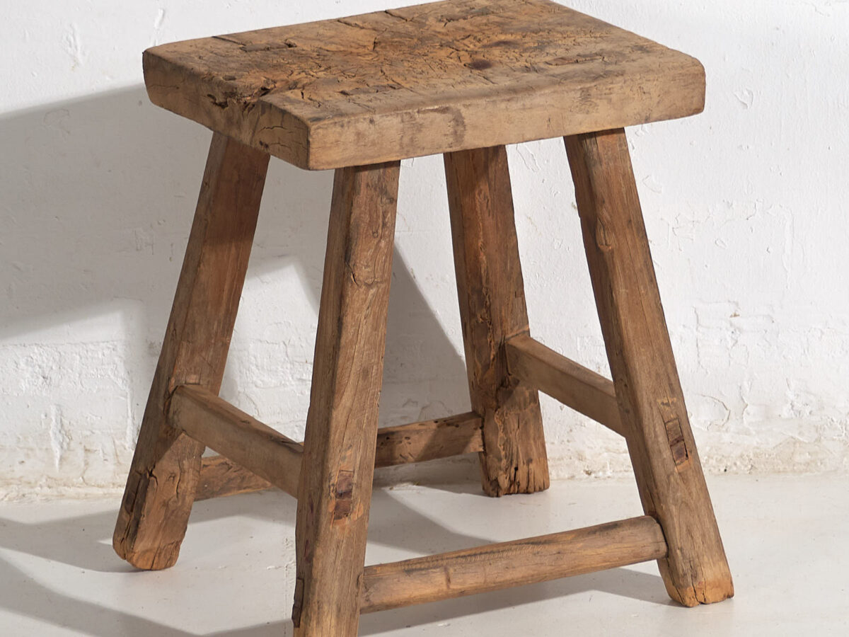Antique wooden bedside table | Wooden stool | AMARU